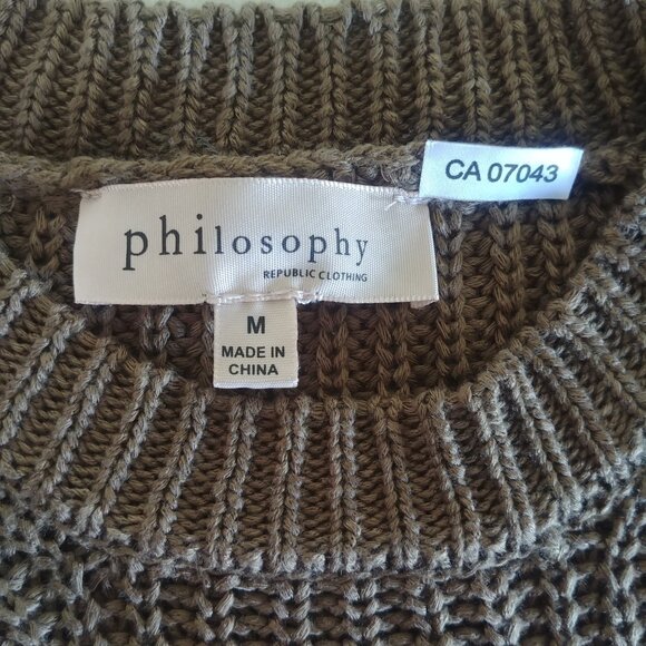 Philosophy sleeveless thick knit sweater olive brown Medium - Picture 12 of 16